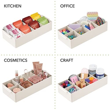 mDesign Makeup Organizer - Cream/Beige, 8 Compartments