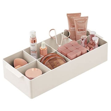 mDesign Makeup Organizer - Cream/Beige, 8 Compartments