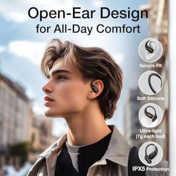 TOUGH ON Open Ear Headphones OpenPro Earbuds- Bluetooth 5.4 Wireless Earbuds with Earhooks, Lightwei...