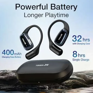 TOUGH ON Open Ear Headphones OpenPro Earbuds- Bluetooth 5.4 Wireless Earbuds with Earhooks, Lightweight & Soft, 32H Playtime, Dual Mic Clear Call, IPX5 Sweat Resistant for Running Walking Workout