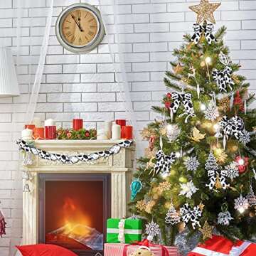 3 Rolls 20 Yards Cow Print Ribbon Wired Edge Burlap White Black Craft Ribbon Cow Spot Pattern Wrapping Ribbons Animal Print Ribbon for Cow Theme Party Favor Christmas Wreath Bow DIY Craft Decoration