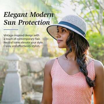 Wallaroo Hat Company Women’s Darby Sun Hat UPF 50+, Wide Brim, Packable Design, Adjustable Size for Medium Crown Sizes – Modern Vintage Sun Hat for Leisurely Outdoor Days (Ivory/Black)