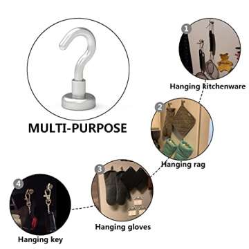 MHDMAG Magnetic Hooks Refrigerator, Cruise Ship Accessories,22 LBS Super Magnets with Neodymium Rare Earth for Hanging, Door Holder, Keys, Home, Office, Refrigerators, BBQ, Pack of 10