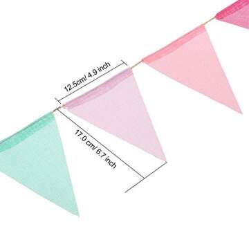 Shappy 18 Flags Imitated Burlap Pennant Banner, Pastel Banner Multicolor Fabric Triangle Flag Bunting Rainbow Hanging Decorations for Party Birthday Wedding Baby Shower