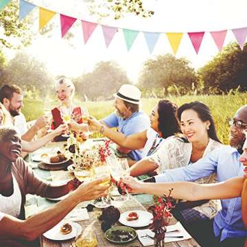 Shappy 18 Flags Imitated Burlap Pennant Banner, Pastel Banner Multicolor Fabric Triangle Flag Bunting Rainbow Hanging Decorations for Party Birthday Wedding Baby Shower