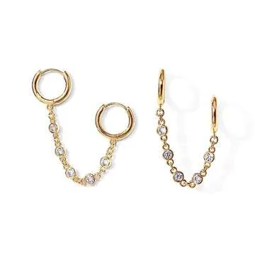 PAVOI 14K Gold Chain Earrings for Women - Dangle Style