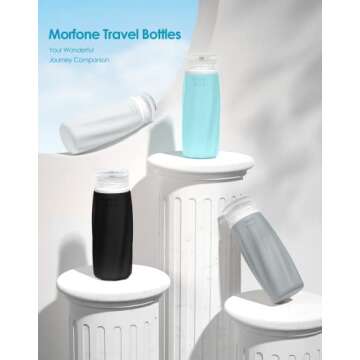 Morfone Travel Bottles Set for Toiletries, TSA Approved Travel Size Containers Leak Proof Refillable Liquid Silicone Squeezable Travel Accessories for Shampoo Conditioner Lotion