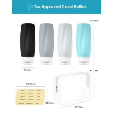 Morfone Travel Bottles Set for Toiletries, TSA Approved Travel Size Containers Leak Proof Refillable Liquid Silicone Squeezable Travel Accessories for Shampoo Conditioner Lotion