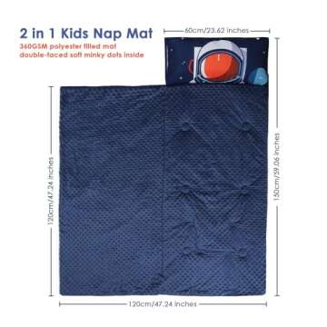 Kids Sleeping Bag Toddler Nap Mat with Removable Pillow, Large Foldable Sleeping Bag for Girls Boys,...