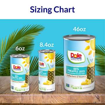 Dole 100% Pineapple Juice, No Added Sugar, Excellent Source of Vitamin C, 100% Fruit Juice, 46 Fl Oz Can, Packaging May Vary