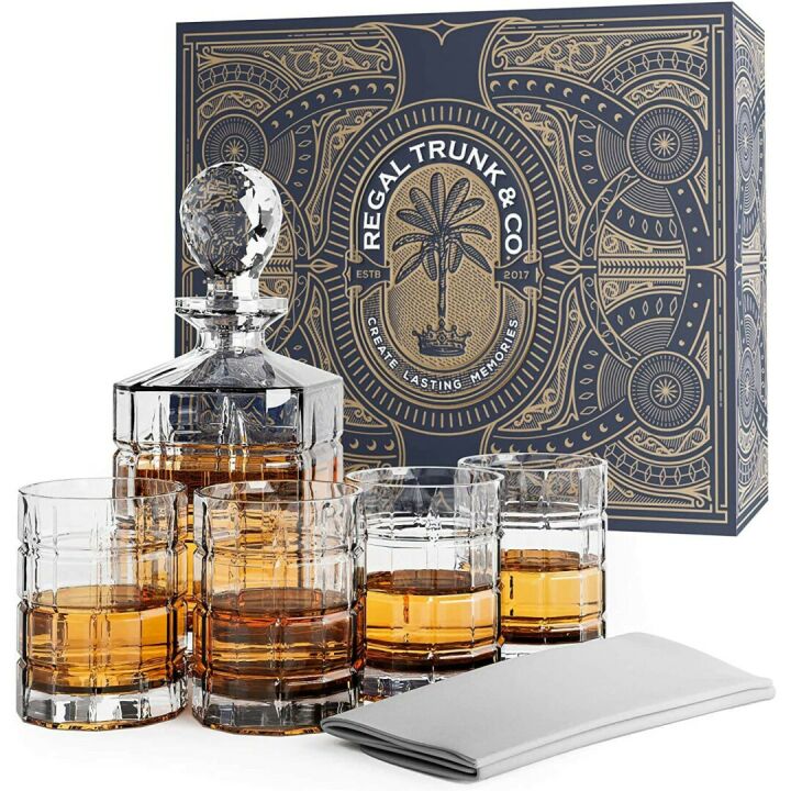 Engraved Whiskey Decanter Set with Glasses