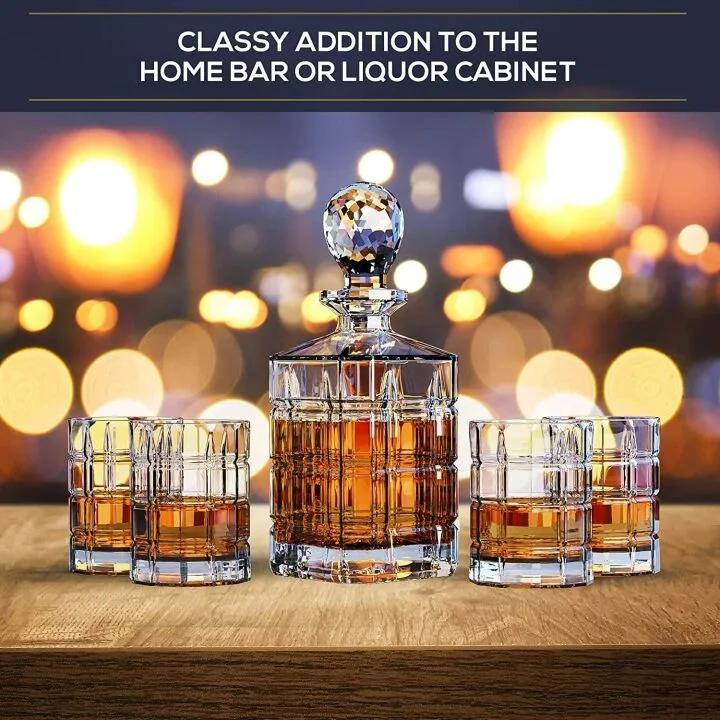 Engraved Whiskey Decanter Set with Glasses