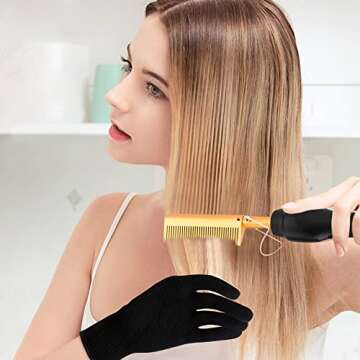 Aethland Hot Comb Electric, Pressing Combs for Natural Black Hair & Lace Front Wigs & Beard- Straightening Comb｜Hot Comb Hair Straightener Iron Heating Comb for Straightening or Curly Hair