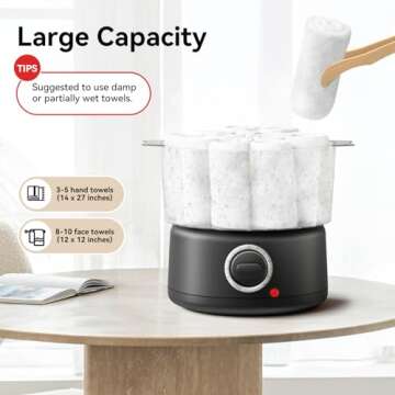 HYTOBP Mini Hot Towel Warmer for Spa, Towel Warmer Esthetician 5-Minute Heating Small Towel Warmer, Mini Towel Warmer Towel Steamer for Facials, Bathroom, Barber, at Home Salon(Black)