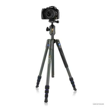 Vanguard VEO 2 204AB Blue Aluminum Travel Tripod with VEO 2 BH-45 Ball Head for Sony, Nikon, Canon, Fujifilm Mirrorless, Compact System Camera (CSC), DSLR
