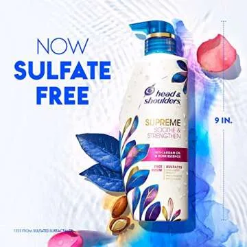 Head & Shoulders Supreme Sulfate Free Shampoo and Conditioner Set for Dry Scalp and Dandruff Treatment, Soothe and Strengthen with Argan Oil and Rose Essence, 21.2 Fl Oz