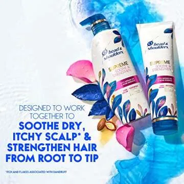 Head & Shoulders Supreme Sulfate Free Shampoo and Conditioner Set for Dry Scalp and Dandruff Treatment, Soothe and Strengthen with Argan Oil and Rose Essence, 21.2 Fl Oz
