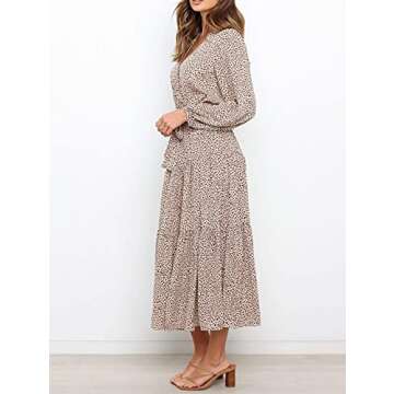 R.Vivimos Long Sleeve Casual Midi Dress for Women