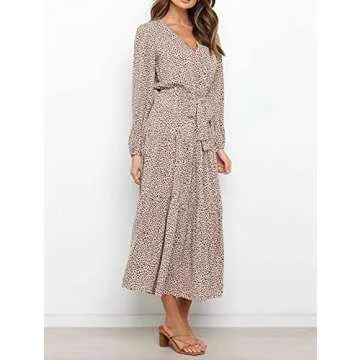 R.Vivimos Long Sleeve Casual Midi Dress for Women