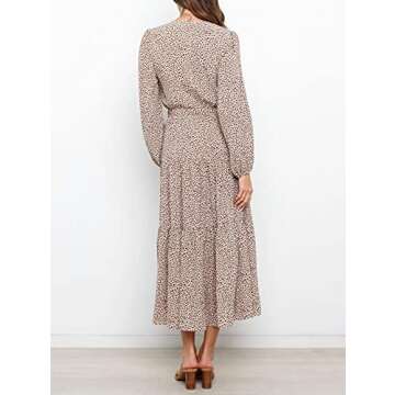 R.Vivimos Long Sleeve Casual Midi Dress for Women