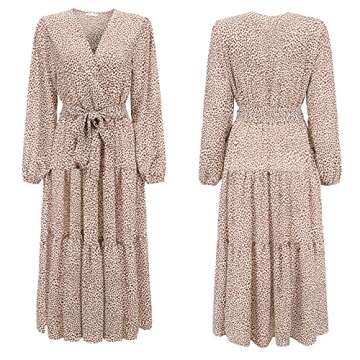 R.Vivimos Long Sleeve Casual Midi Dress for Women