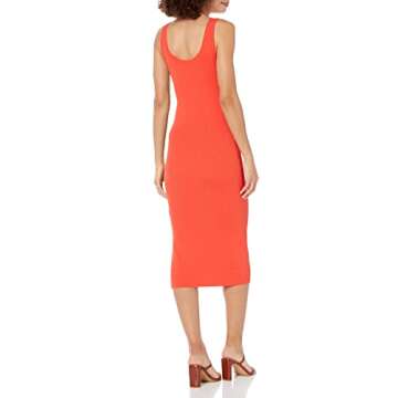 The Drop Women's Yasmin Rib Midi Sweater Tank Dress - Fire Orange Plus Size