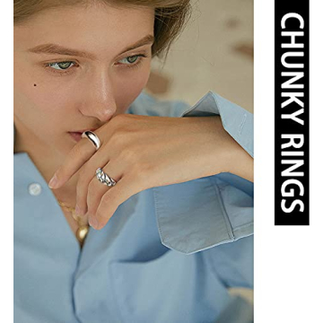 MOROYA Chunky Gold Dome Rings Set - Adjustable & Stylish