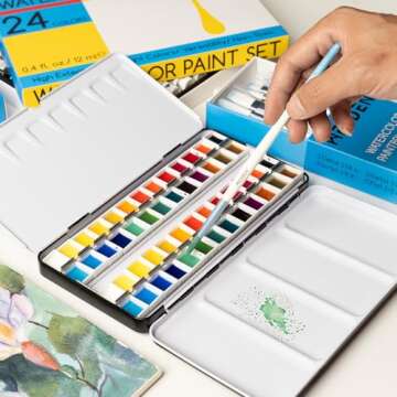 MEEDEN Portable Empty Watercolor Palette for Artists