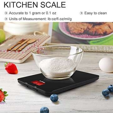 AccuWeight 201 Digital Multifunction Meat Food Scale with LCD Display for Baking Kitchen Cooking, 11lb Capacity by 0.1oz, Tempered Glass