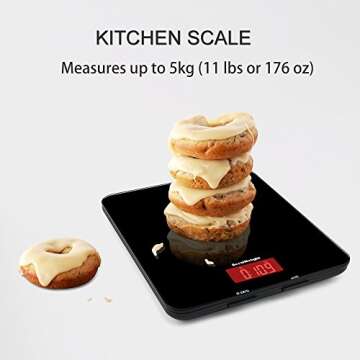 AccuWeight 201 Digital Multifunction Meat Food Scale with LCD Display for Baking Kitchen Cooking, 11lb Capacity by 0.1oz, Tempered Glass