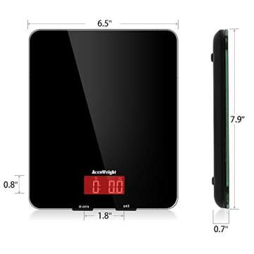 AccuWeight 201 Digital Multifunction Meat Food Scale with LCD Display for Baking Kitchen Cooking, 11lb Capacity by 0.1oz, Tempered Glass