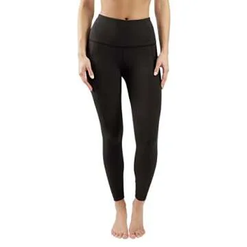 90 Degree By Reflex High Waist Tummy Control Interlink Squat Proof Ankle Length Leggings - Black - Small