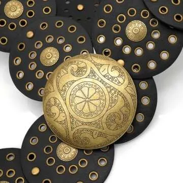 WULIQIUQIU Wide Disc Belt for Women Boho Concho Leather Belts Vintage Western Waist Belt