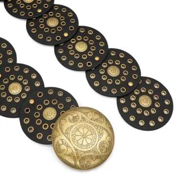 WULIQIUQIU Wide Disc Belt for Women Boho Concho Leather Belts Vintage Western Waist Belt