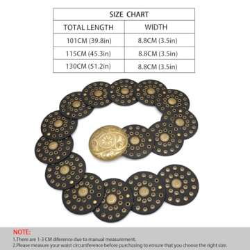 WULIQIUQIU Wide Disc Belt for Women Boho Concho Leather Belts Vintage Western Waist Belt