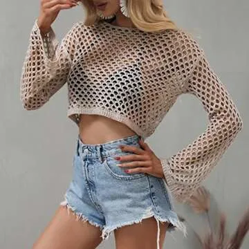 Shiyifa Women's Sexy Crochet Crop Top for Summer Fun