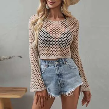 Shiyifa Women's Sexy Crochet Crop Top for Summer Fun