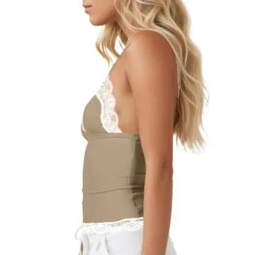 Women’s Crop Cami Tops V Neck Sleeveless Lace Trim Slim Fit Y2K Going Out Night Out Tank Vest Tops