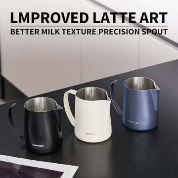 Coosigar Milk Frothing Pitcher for Perfect Latte Art