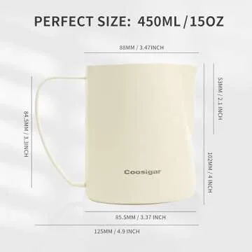 Coosigar Milk Frothing Pitcher for Perfect Latte Art