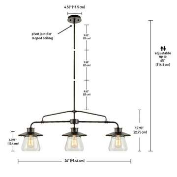 Nate 3-Light Pendant - Vintage Style, Easy Install