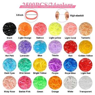 CZZXI 2500pcs Hair Elastics, 24 Color Colorful Small Rubber Bands with Organizer, Topsy Turvy Hair Tool Hair Accessories for Girls, Toddlers, Kids