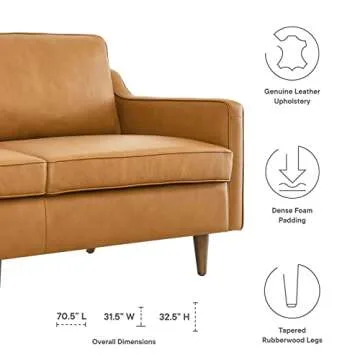 Modway Impart Tan Leather Sofa - Modern Comfort & Style