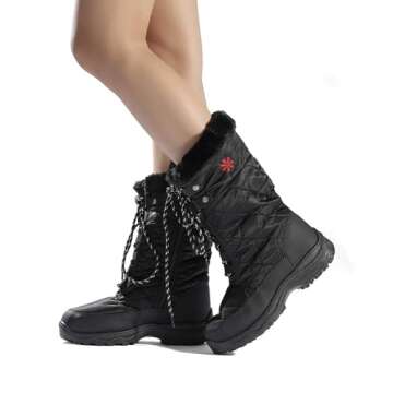 DREAM PAIRS Women's Goose Black Faux Fur Knee High Winter Snow Boots Size 7 M US