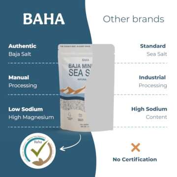 BAHA - Baja Gold Mineral Sea Salt | Original Natural Grain Baha Gold Salt from Sea of Cortez | Low Sodium & Mineral | For Cooking, Plating and Hydration | for Grinding | 1 Lb. Bag