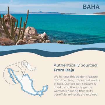 BAHA - Baja Gold Mineral Sea Salt | Original Natural Grain Baha Gold Salt from Sea of Cortez | Low Sodium & Mineral | For Cooking, Plating and Hydration | for Grinding | 1 Lb. Bag