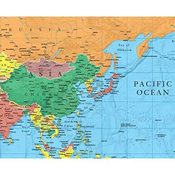 2023 World Wall Map - 24x36 Blue Ocean Edition