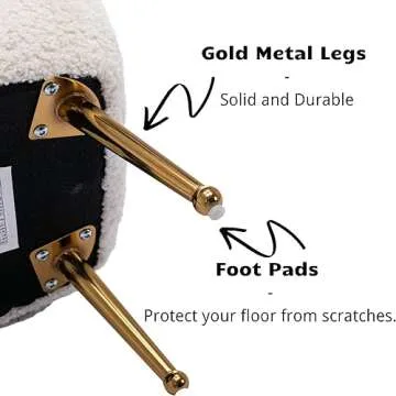 HEAH-YO Faux Fur Modern Barrel Shape Leisure Accent Chair with Golden Metal Legs, Upholstered Lounge Armchair Vanity Chair for Living Room, Entryway, Bedroom, Creamy-White