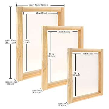 Caydo 23 Pieces Screen Printing Starter kit Include 3 Different Size of Wood Silk Screen Printing Frame with Mesh, Screen Printing Squeegees, Inkjet Transparency Film, Ink Knife, and Mask Tape