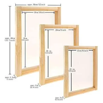 Caydo 23 Pieces Screen Printing Starter kit Include 3 Different Size of Wood Silk Screen Printing Frame with Mesh, Screen Printing Squeegees, Inkjet Transparency Film, Ink Knife, and Mask Tape